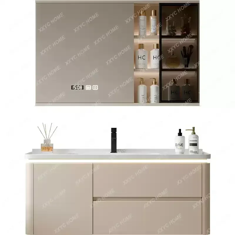 

Rounded corner bathroom cabinet combined washstand wash basin washbasin Cream wind ceramic integrated basin