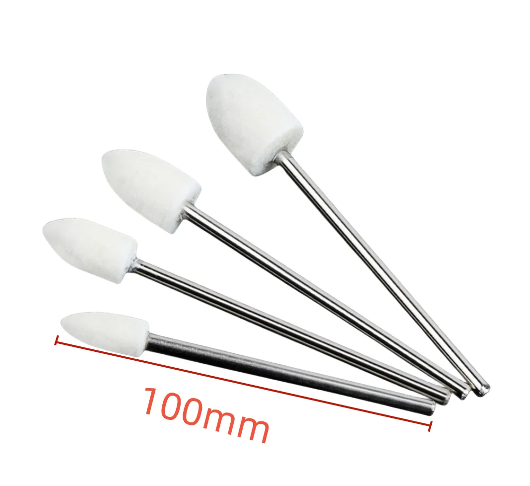 3mm Shank 100mm Length High Quality Wool Felt Polishing Bobs Mounted Point for Mould Mirror Polishing Dremel Rotary Too