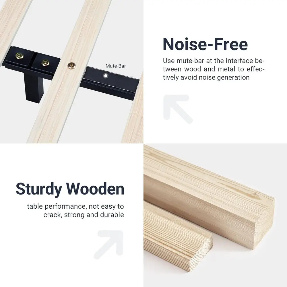 إطار سرير بمنصة LED من Allewie Queen مع لوح رأسي قابل للتعديل - لا حاجة إلى صندوق زنبركي، سهل التجميع، جلد صناعي باللون الأسود #6