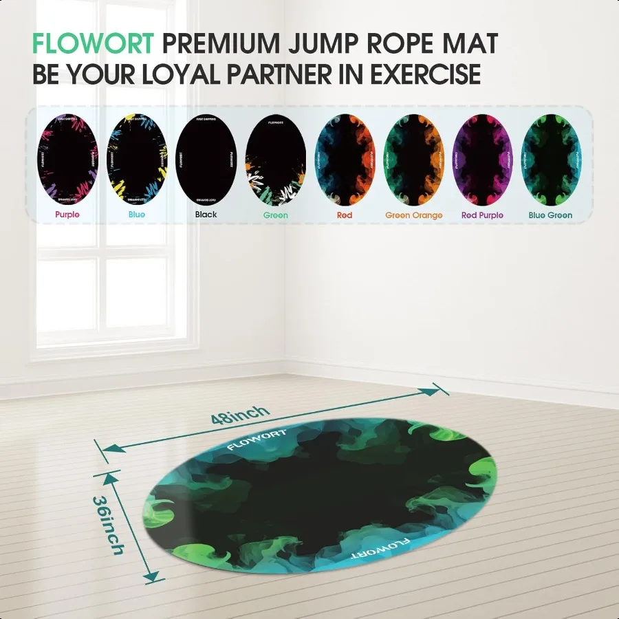 Cheete Jump Rope Mat Large Rubber Exercise Mat Indoor Outdoor Shock Absorbing Mat NonSlip Oval Design for Floor and Rope Protec