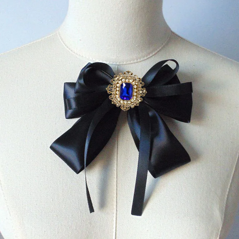 الكورية اليدوية ربطة القوس فيونكة اللؤلؤ حجر الراين الشريط المرأة موضة الدعاوى كلية نمط قميص اكسسوارات الهدايا طوق زهرة بروش