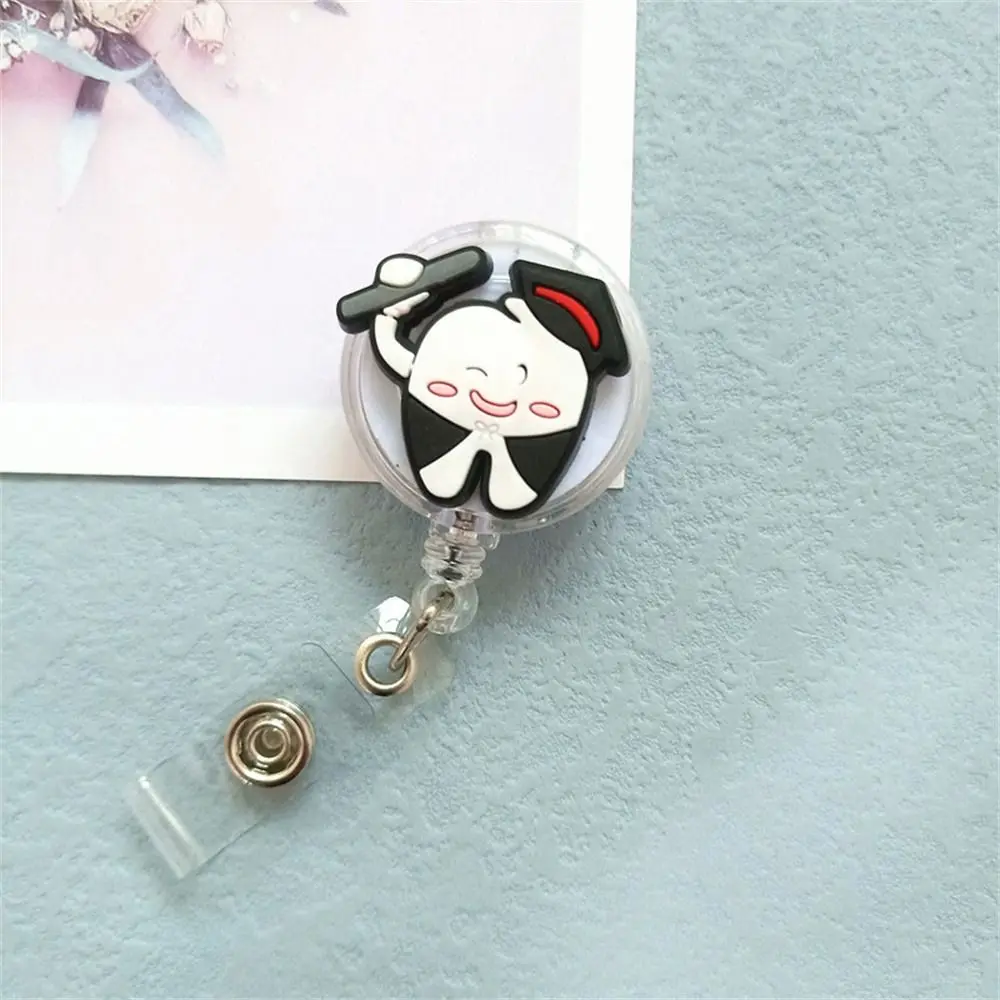 Hospital Use Dentist Teeth Badge Holder Work Card Name Tag Retractable Badge Reel Cute Cartoon ID Card Holder Name Card