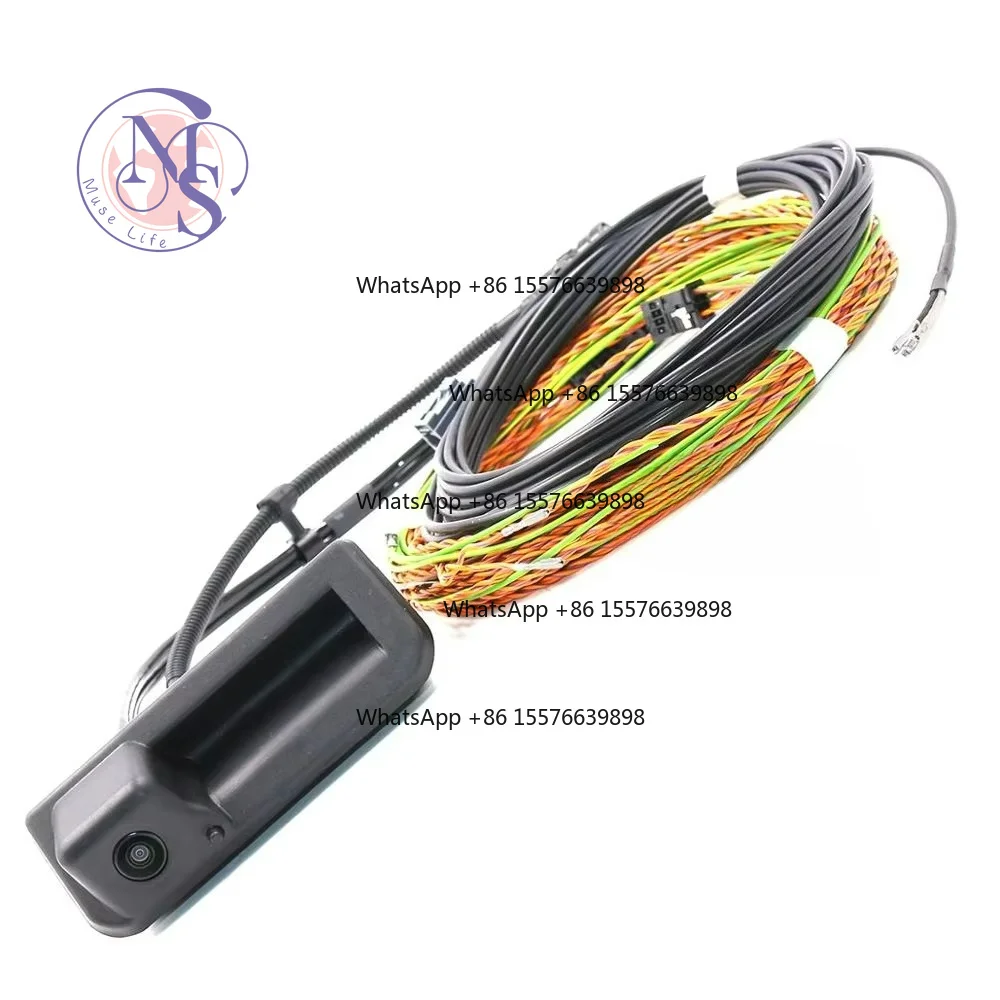 Trunk Handle Rear View Camera with Guidance Line & Wiring Harness, Fit for URUS Q5 Q8 A6 C8 Kodiaq Superb 3V Touareg Ateca