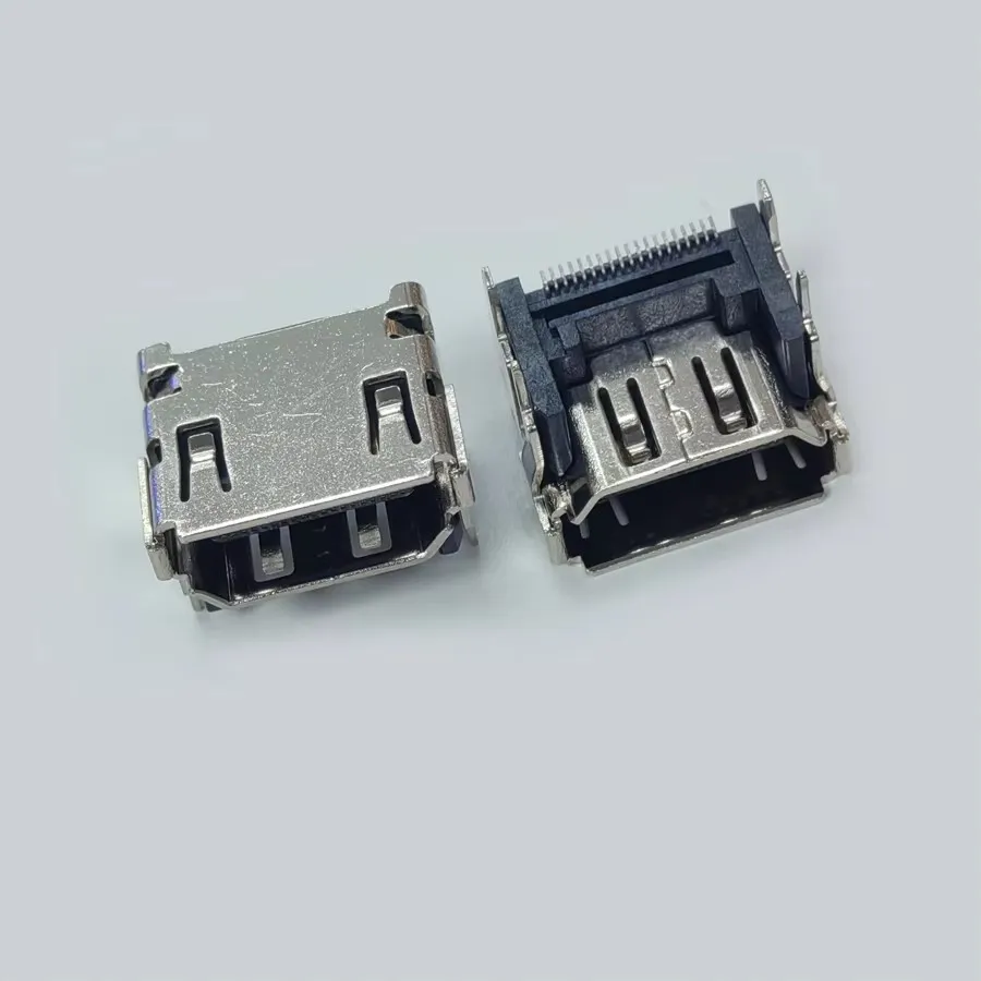 Conector hembra HDMI SMT 19P, conector Jack de 19 pines, tipo Horizontal, placa de inserción de cuatro pies para interfaz HD de TV, 20 unidades por