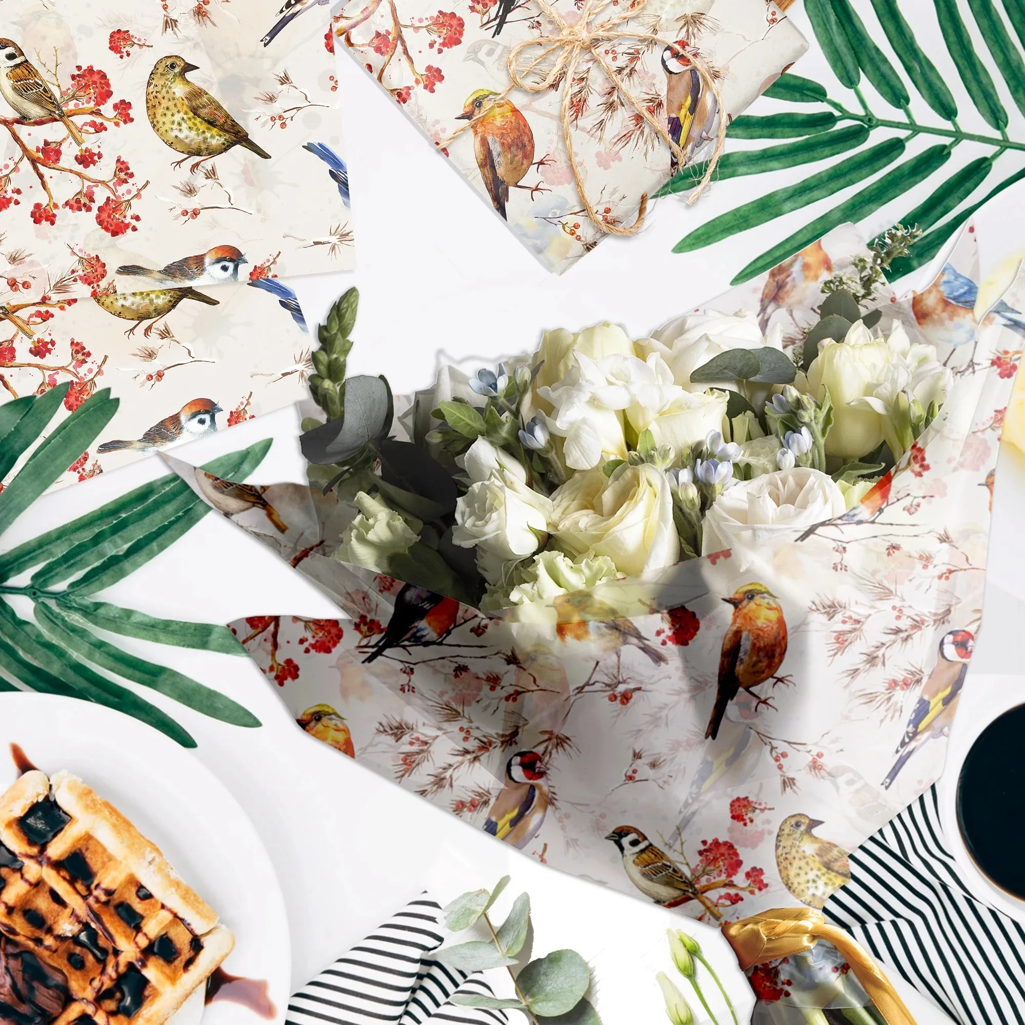 15/35pcs Flower Birds Printed - Pattern Tissue Paper recension och pris