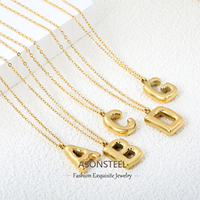 ASONSTEEL Stainless Steel Bubble 26 Letter Pendant Necklace For Women 18K Golden Plated Initial Link Chians Necklaces Birthday