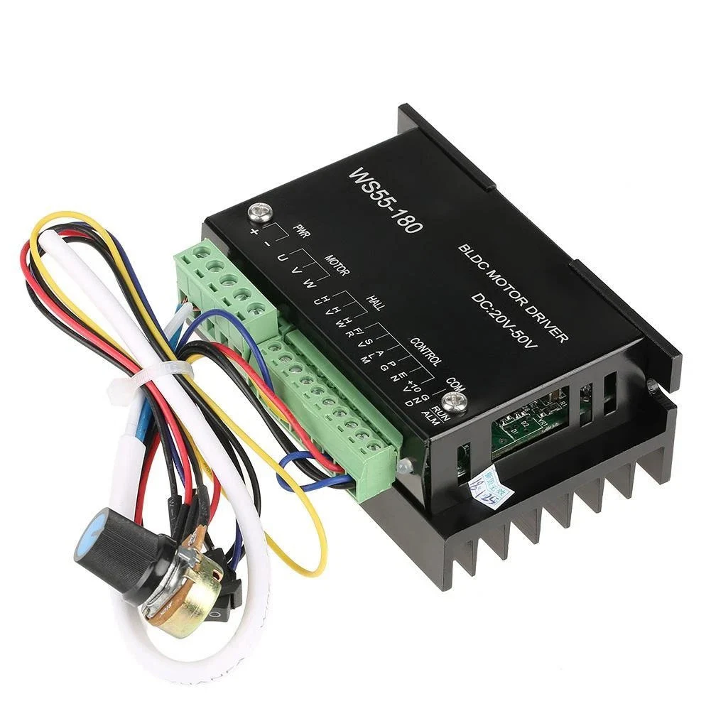 Controlador de motor DC sin escobillas CNC WS55-180, 20-50V CC, para controlador de electromotor BLDC, fácil instalación, 1 ud.