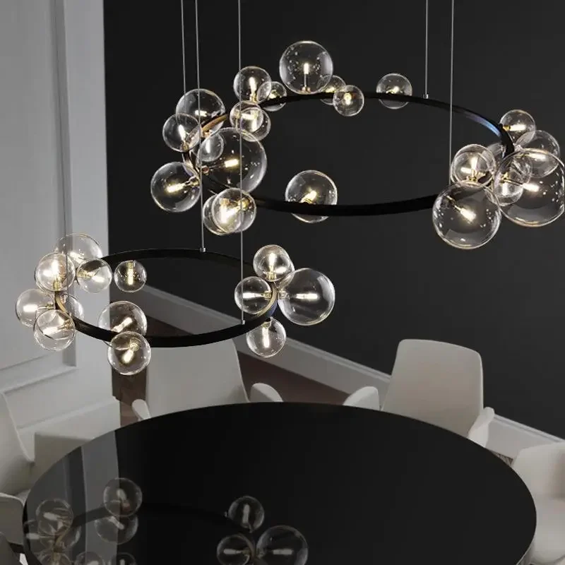 

Nordic ring design, bubble chandeliers, bedroom lamps