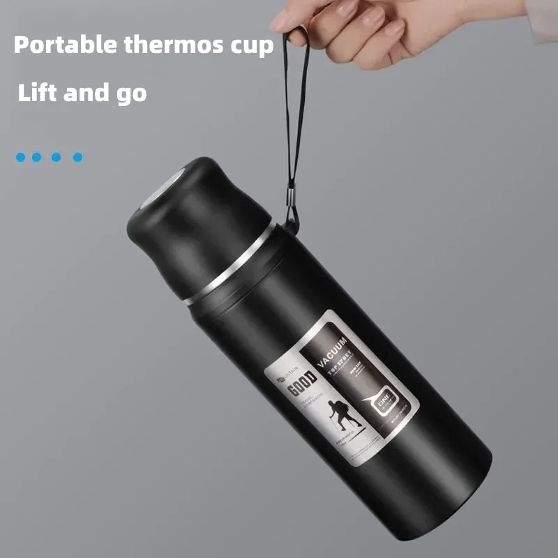 600-1000ml Portable Thermos Coffee Vacuum Flask Outdoor Travel Thermal Cup Leakproof Thermos Bottle Cold and Hot Water Bottle