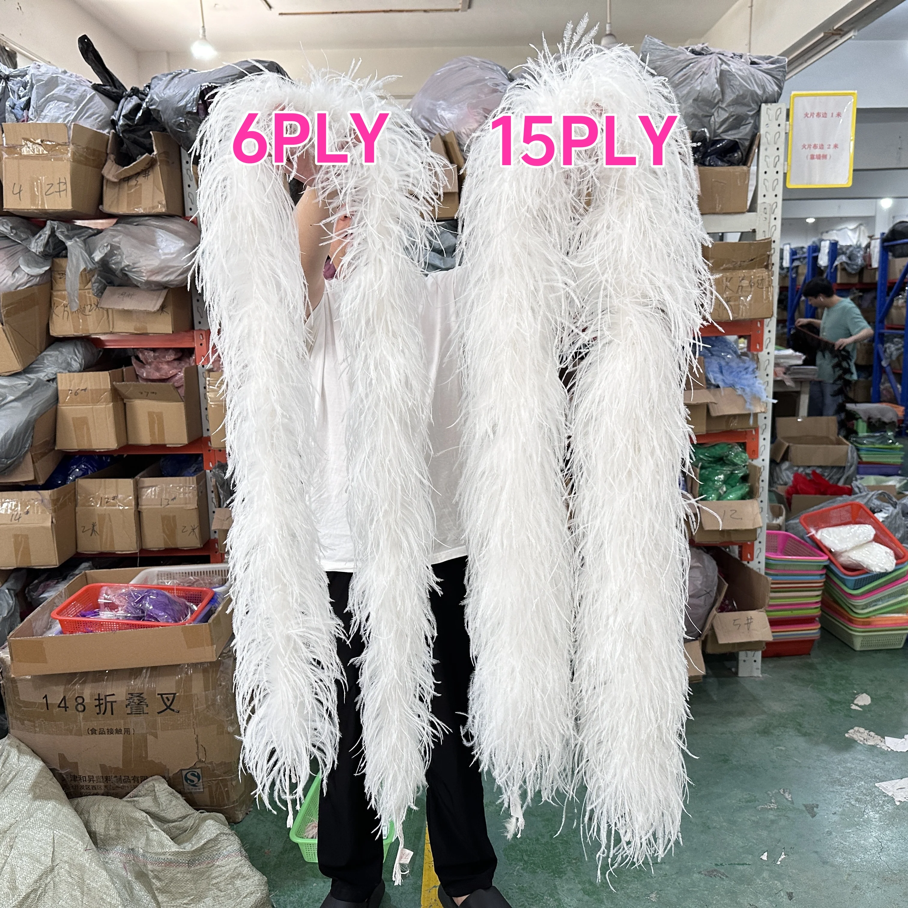 Natural Ostrich Feather Boa 6 10 15Ply Fluffy Ostrich feather Warmth Scarf Stage Dress Costume Decorative Accessories Customized