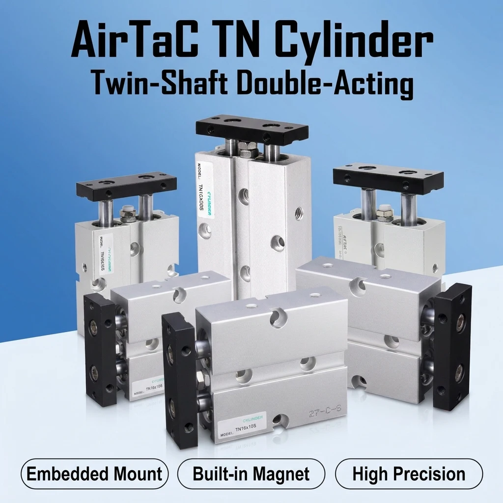 TN Air Cylinder 2-Rod Double Axis Acting Pneumatic Air Cylinder with Magnet Stroke 10-90 Bore Sizes 10/16/20/25/32/40/50