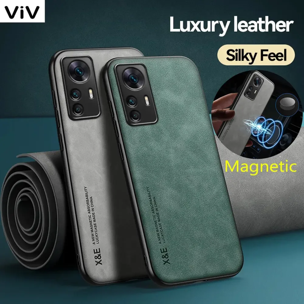 Magnetic Phone Case For Xiaomi 12T Pro 11T 12 11 lite 5g ne 12X Sheepskin Leather Funda Cover For Xiaomi 12 13 12T Pro Back Case