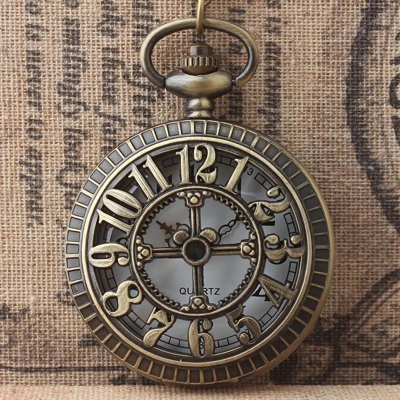 

Carved hollow flip pocket watch Korean version minimalist retro necklace watch hanging neck portable quartz watch