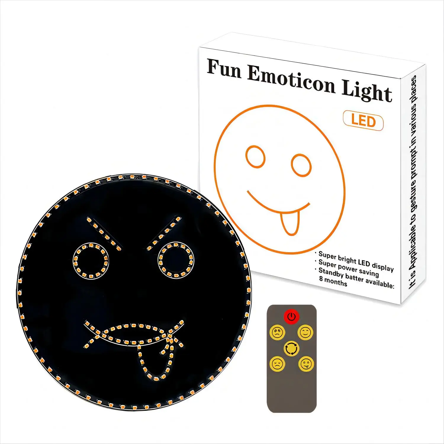 Car Funny Emoticon Light LED Sign Light Smile Emoticon with Remote 4 Modes Switched Control DIY Car Accessories Back Window Ligh