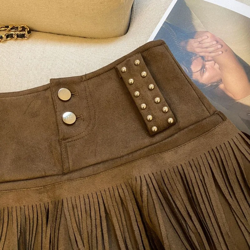 가을과 겨울 신상 아메리칸 레트로 시크 스파이스 걸 하이웨이스트 스커트 플리츠 스커트 안티라이트 숏 스커트 정교하고 심플한 디자인