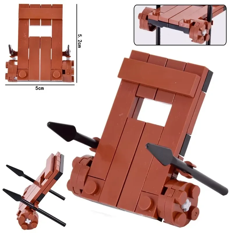 MOC Creative Medieval Castle Royal King's Knight Rome Spartacus Chariot Siege Engine Model Building Blocks Bricks Toys  Gifts
