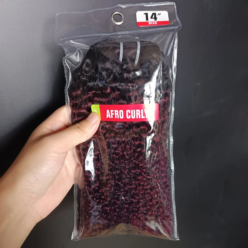 12A グレード 1/2/3 個 T1B99j アフロ変態カーリー人毛バンドル 100 グラム/PC ダブル横糸ヘアエクステンションブラジルバージンヘアフルエンド