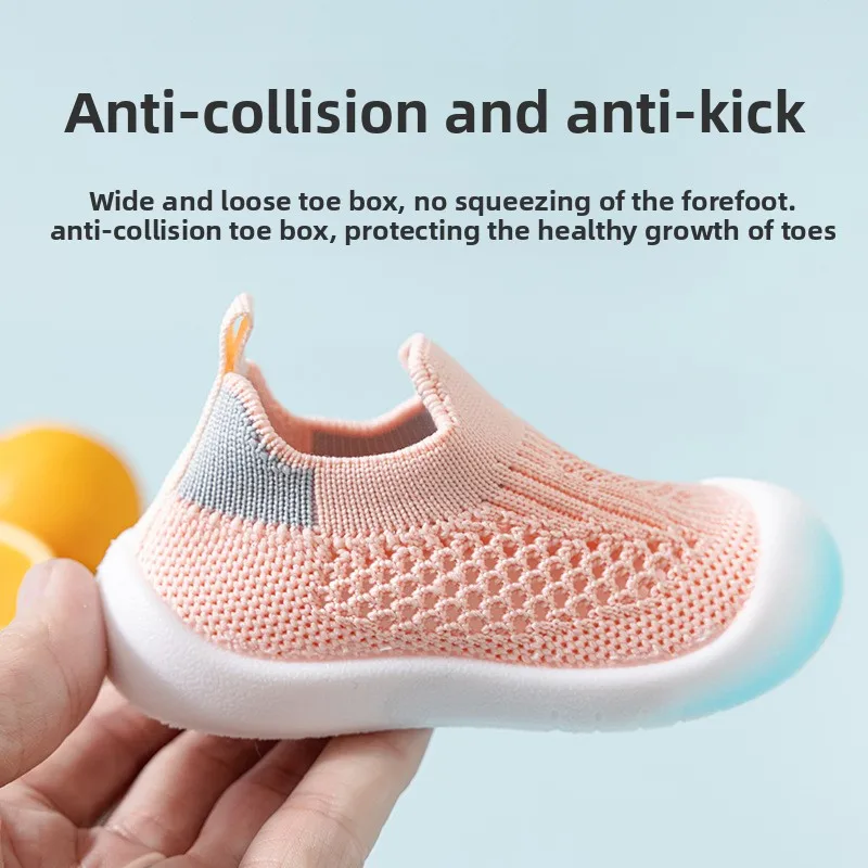 2026 Summer Toddler Shoes Breathable Knitted Kids Sneakers Boys Slip-on Tennis Shoes Girls Soft Non-slip School Casual Shoes