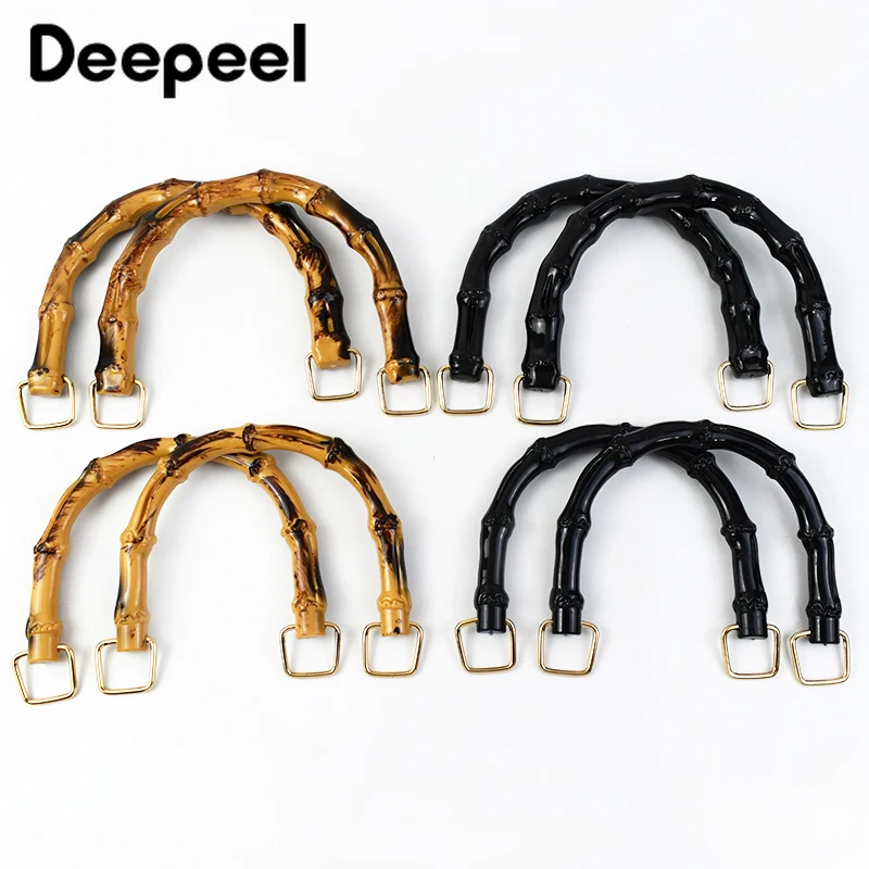 

2Pcs Deepeel 10/12cm Fashoin Plastic Bag Handles Black Faux Bamboo Handle for Women Handbags Purse DIY Bags Parts Accessories