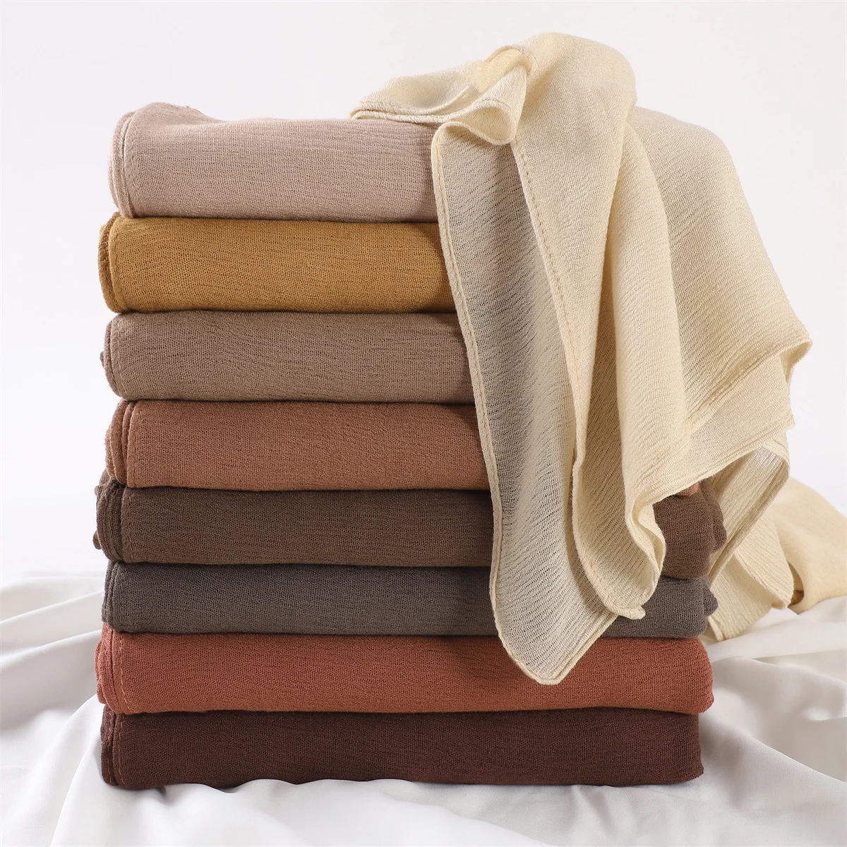 Frauen große Größe einfache feste Baumwolle Rayon Falte Hijab Schal Dame hochwertige Wickel und Schals Musulman Stirnband islamischen Turban – Detail 8