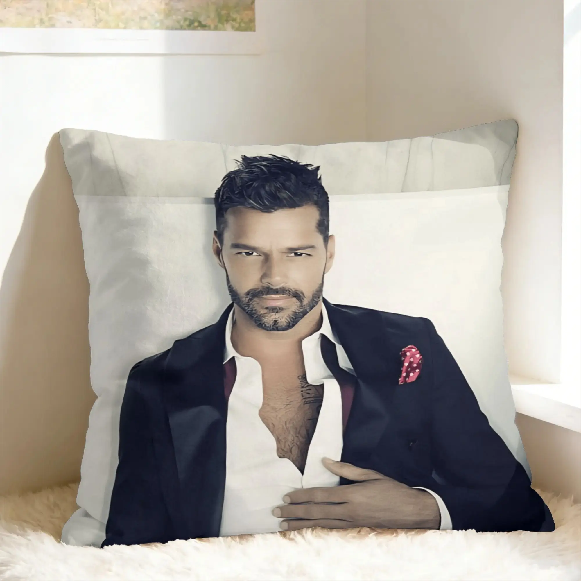 Funda de almohada R-Ricky Martin, funda de almohada retro de moda para silla, sofá, decoración del hogar, fundas de almohada