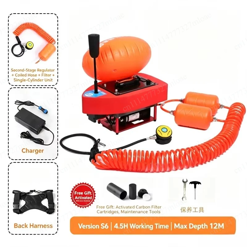 Portable Underwater Diving Breathing Apparatus Full Set,  Mini Scuba Air Long Time Air Supply System For Shallow Sea