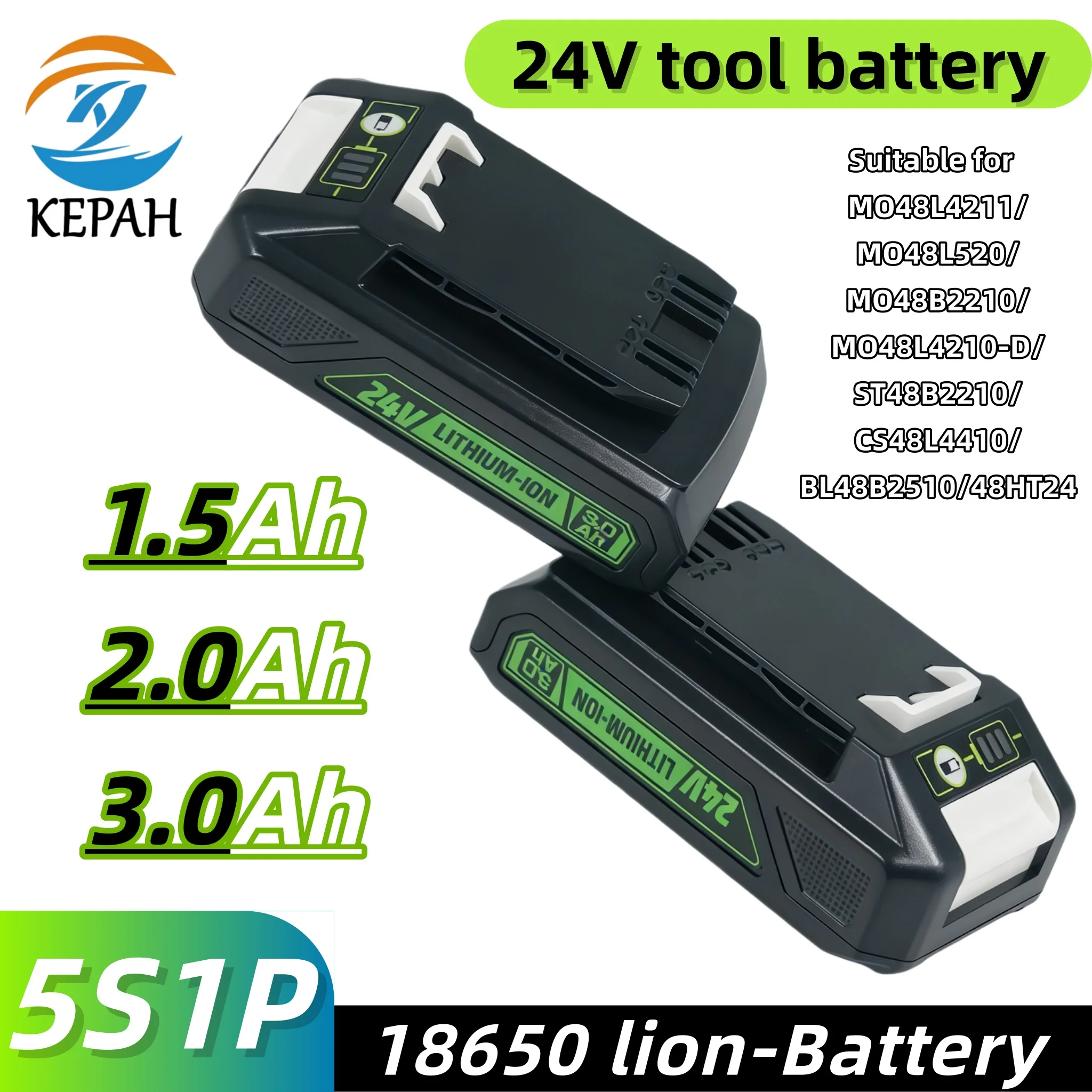 

24V 1.5-3.0Ah Universal Type Battery｜Works with Lawn Mower Trimmer & Blower