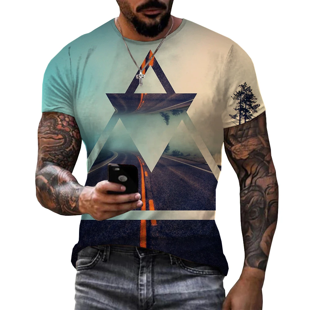 Funny Penrose Triangle 3D Printed Men T-shirt Unisex 2022 Fashion Casual Oversized Tees T Shirts