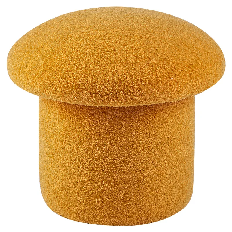 Modern creative mushroom low stool household shoe changing stool light luxury lamb wool sofa makeup stool simple living room sma view 5