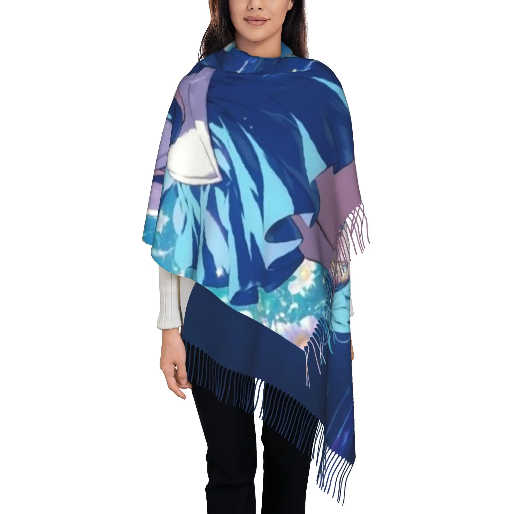Sailor MercuryTassel Scarf S-Sailor Moon Autumn Winter Classic With Tassel Gift Neck Shawl