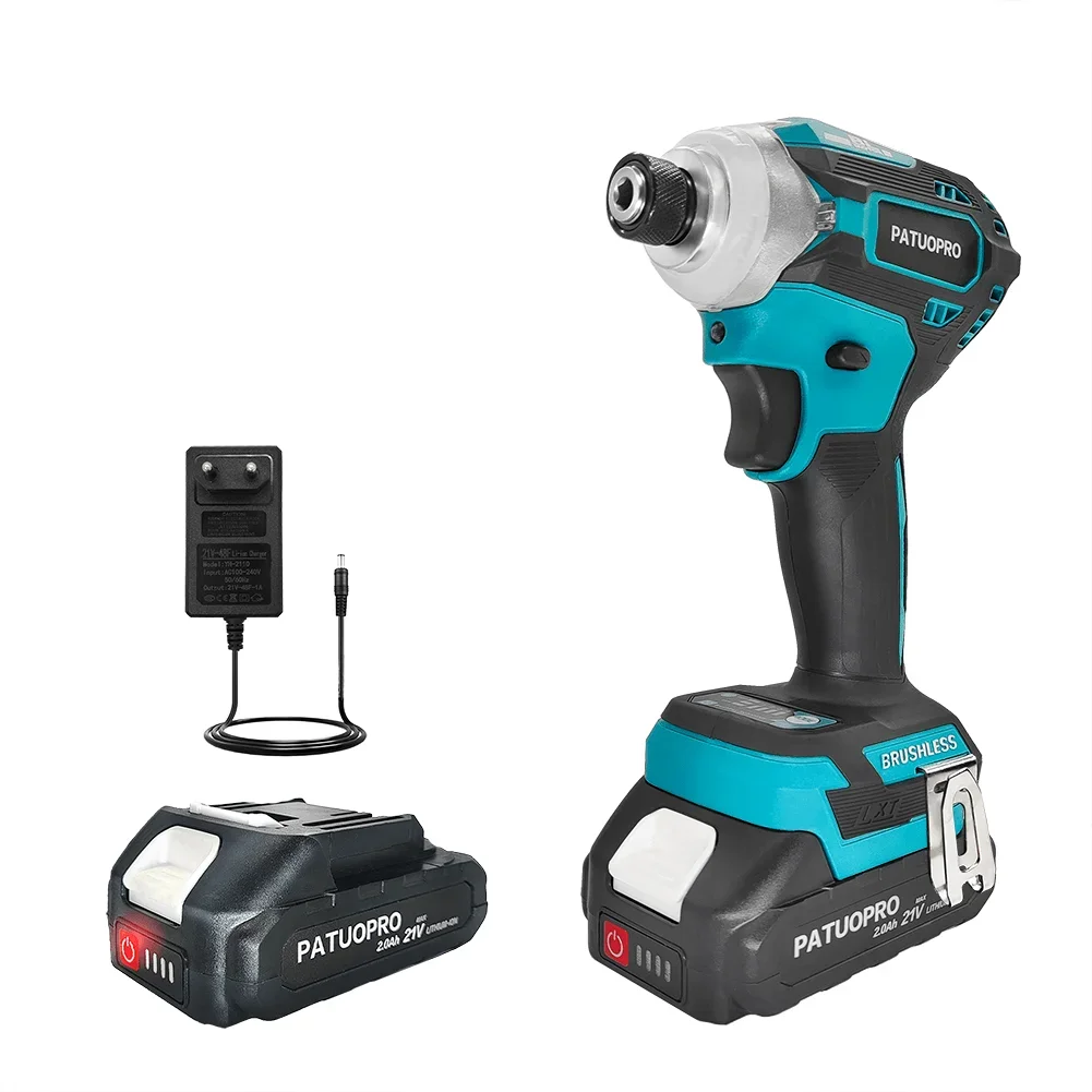 

21V Max Brushless Cordless Impact Driver Kit Electric Screwdrivers 1/4-Inch Hex Impact Driver with 2.0Ah Battery and Charger