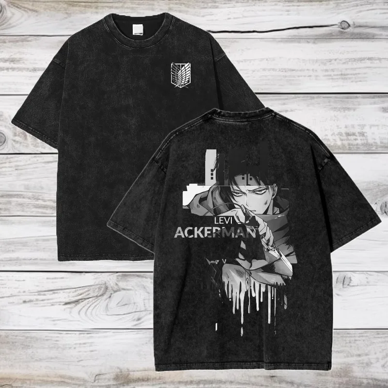 Attack on Titan Levi Ackerman Oversized Acid Wash T-Shirt