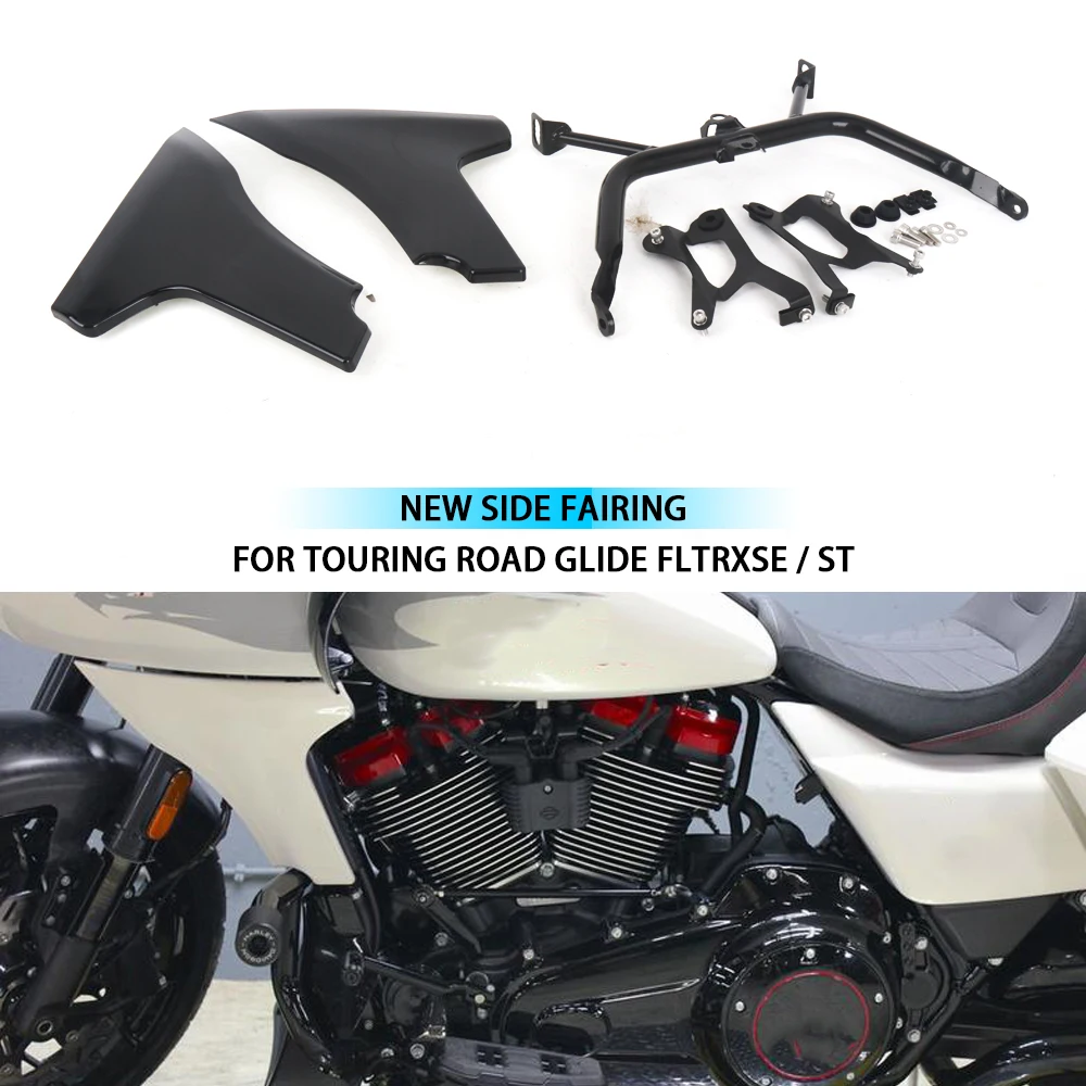 

For Touring Road Glide FLTRXSE 2023 FLTRXSTSE 2024 Motorcycle Plastic ABS Unpainted / Black Side Fairing Cover Panel Bracket Kit