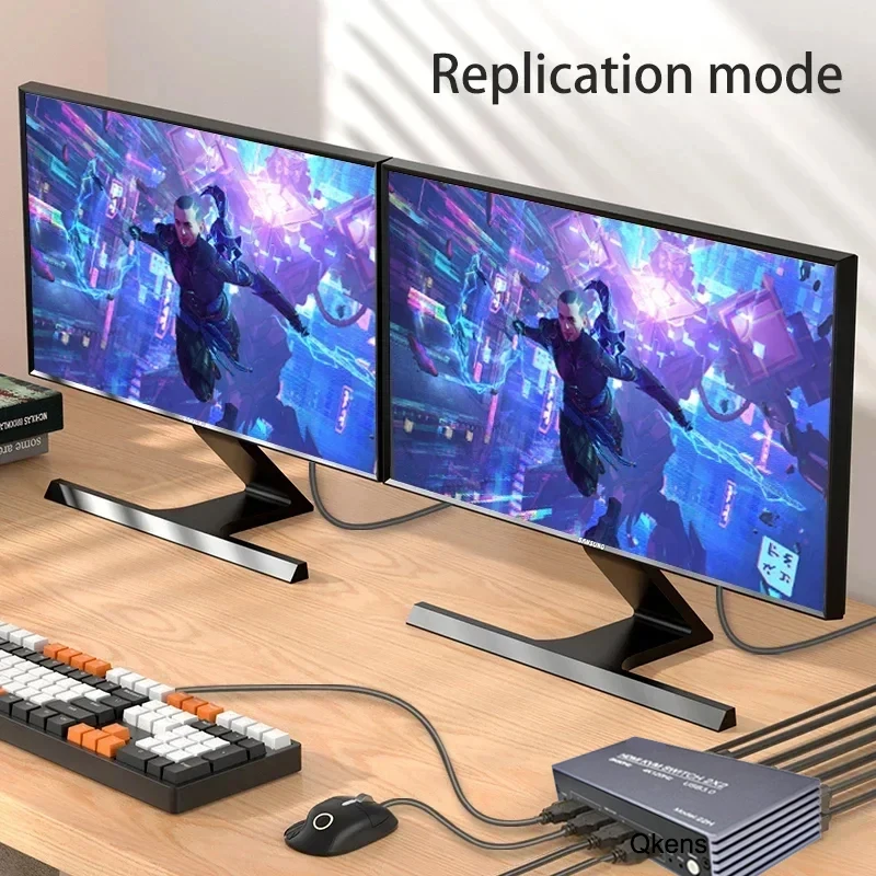 8K 60Hz HDMI KVM Switch 2x2 4K@120Hz 2 in 2 Out for 2 Computers Laptop PC Share Dual Monitors 4 Port USB 3.0 for Mouse Keyboard