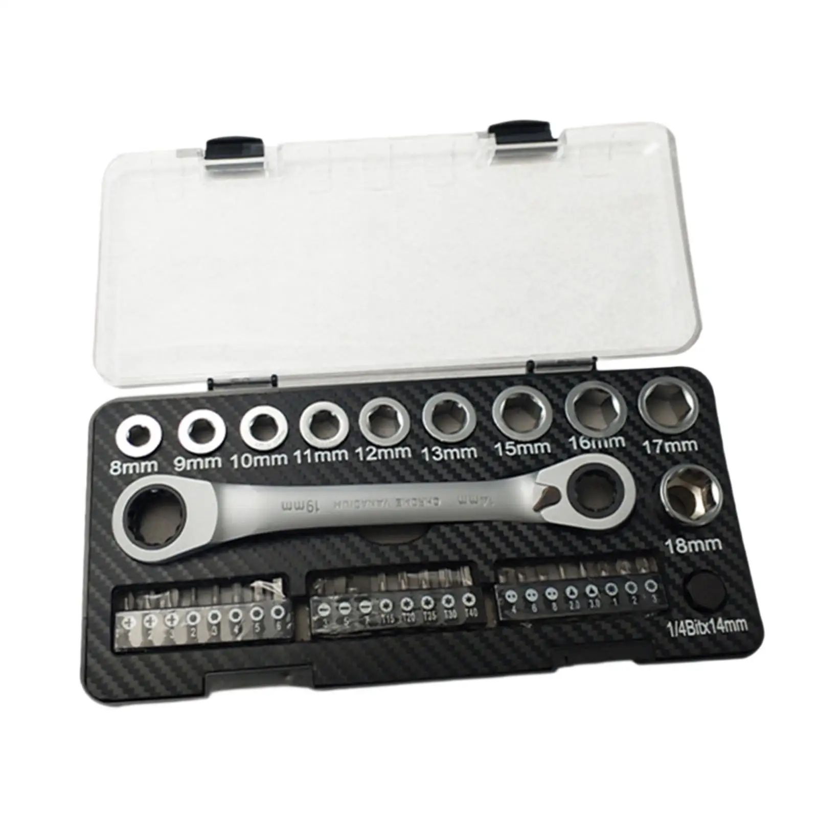 36Pcs Metric Socket Ratchet Wrench Kit Length 21cm Multifunctional for Tightening and Loosening Screws Accessory 8-18mm Sockets