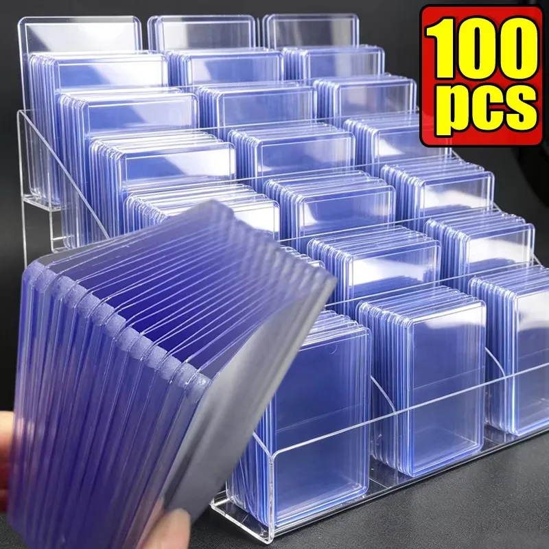 Transparent PVC Card Protective Sleeves Top Loaders Hard Plastic Card Storage Bags Holders 100*75mm Trading Cards Case Wholesale