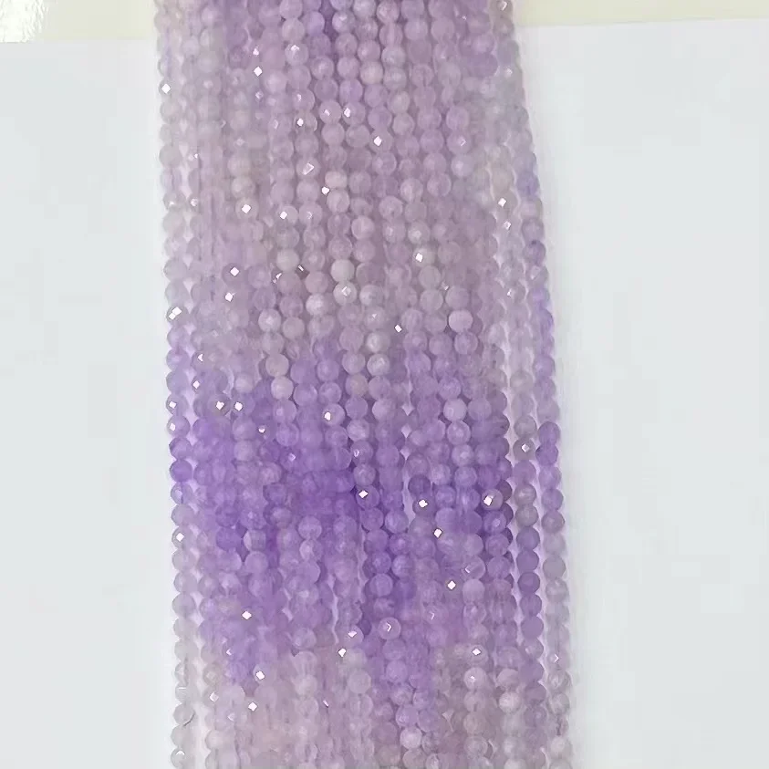 Natural Crystal Purple Chalcedony Gemstone Facted Loose Beads 38cm Women Trendy Fashion Jewelry DIY Bracelet Necklace Strand