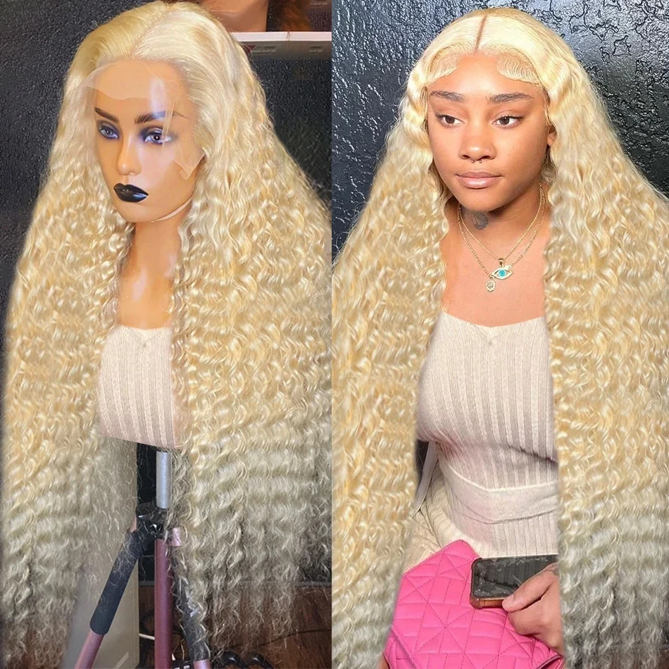 

Colored 613 Blonde Lace Front Wig 13x4 Deep Wave HD Lace Frontal Wigs Human Hair Water Wave Curly Lace Wigs For Women Brazilian