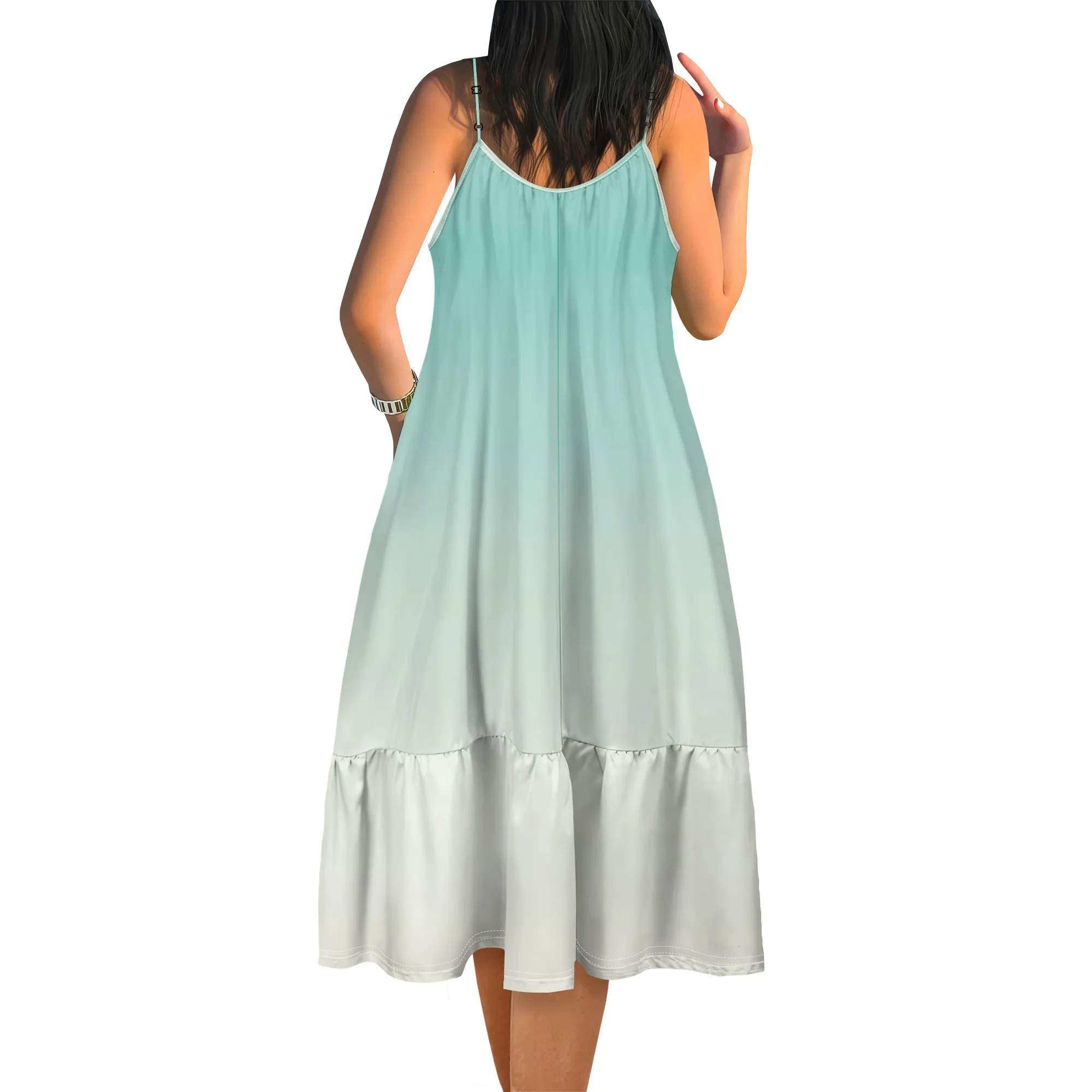 

Womens Summer Ruched Sleeveless Scoop Neck Midi Dresses Casual Loose Fit Flowy Tiered A Line Beach Vacation Cami Sundress