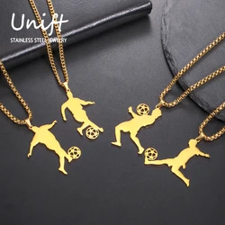 Unift Soccer Football Figure Pendant Necklace Men Stainless Steel Sport Casual Jewelry Team Player Fans Gift Son Daughter Friend