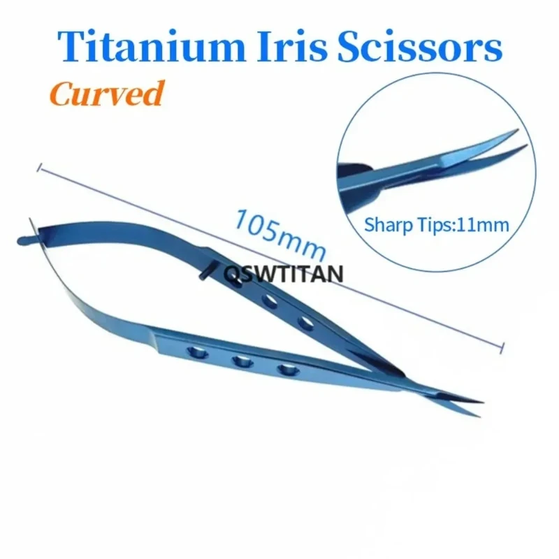 Micro tesoura íris titânio aço inoxidável dupla pálpebra tesoura dicas afiadas instrumento oftálmico em linha reta/curva