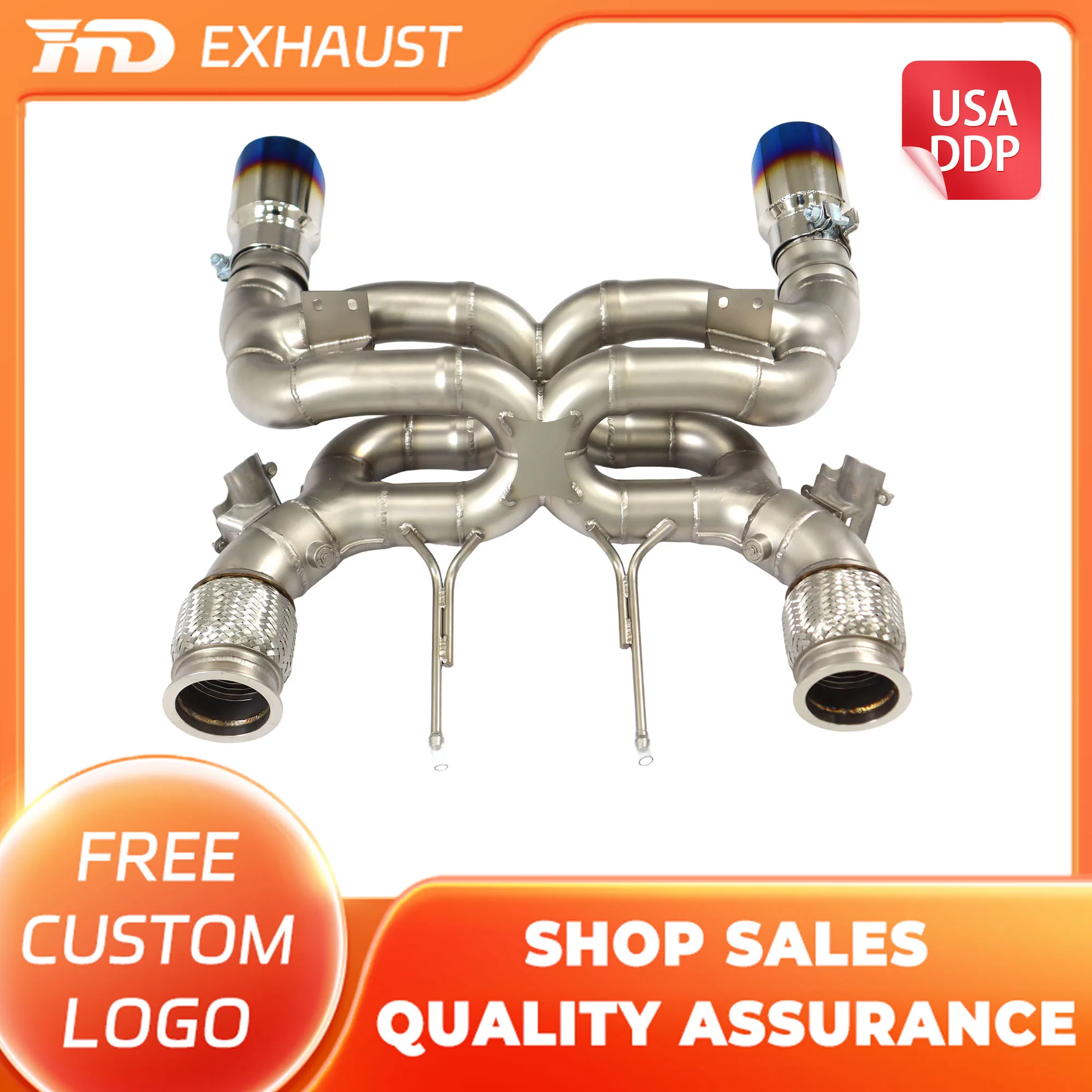 

HMD Hot Sales Performance Catback for McLaren 720S Customization SS304 Exhaust With Valves Double X Pipe Car Direct Fit