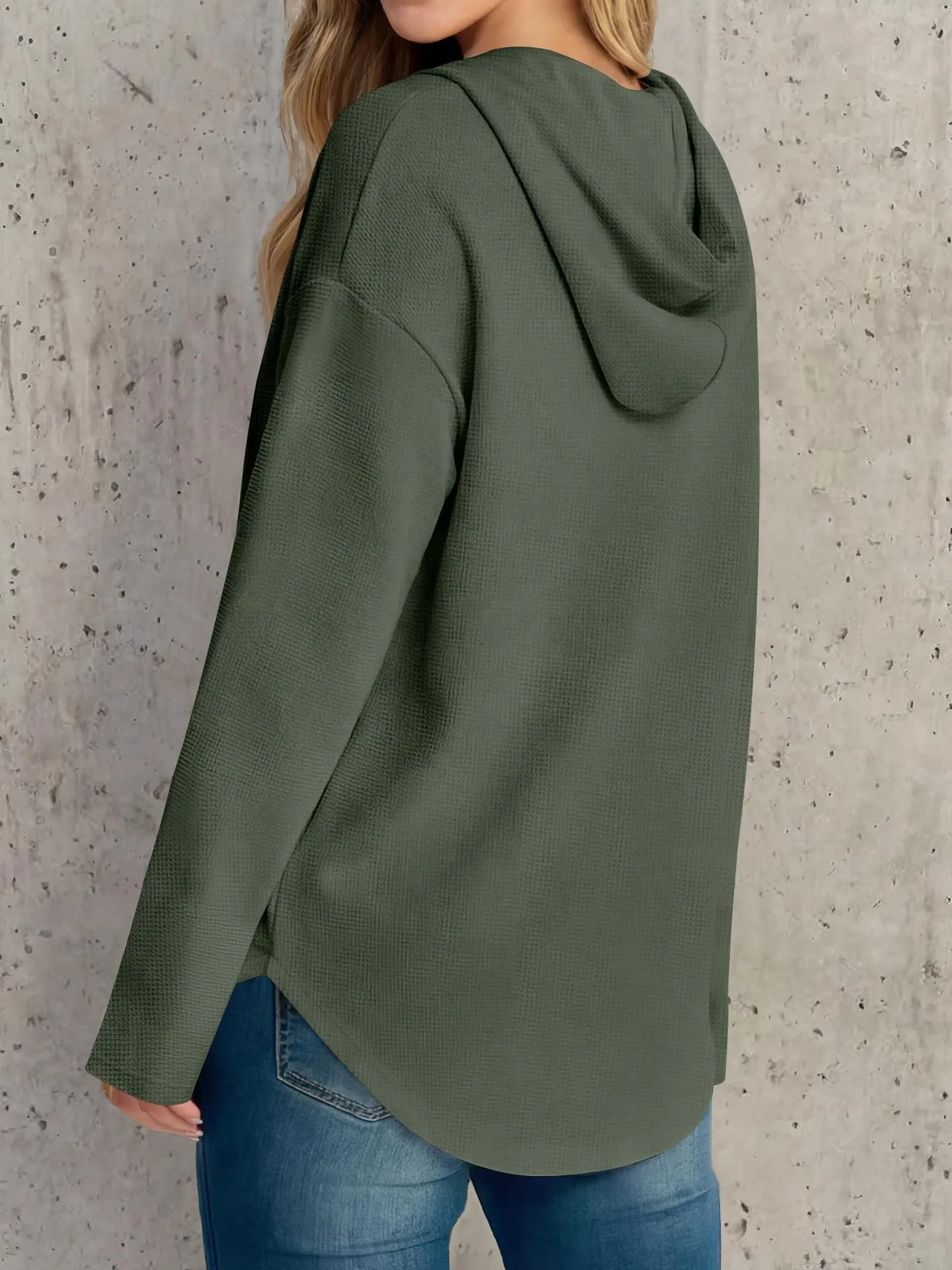 Casual Pullover Hoodie with V Neck Regular Length American and European Style Regular Sleeve Autumn Long Sleeve Women Hoodie