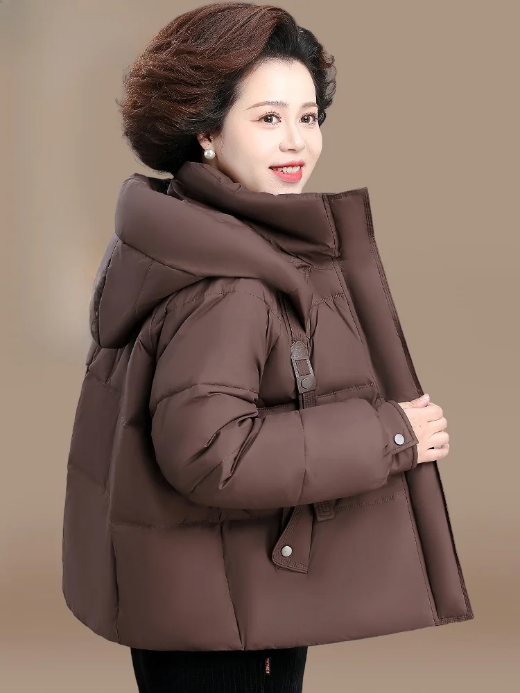 

Зимняя куртка с капюшоном для женщин, больших размеров, из хлопка, для среднего возраста, модная, свободного кроя.