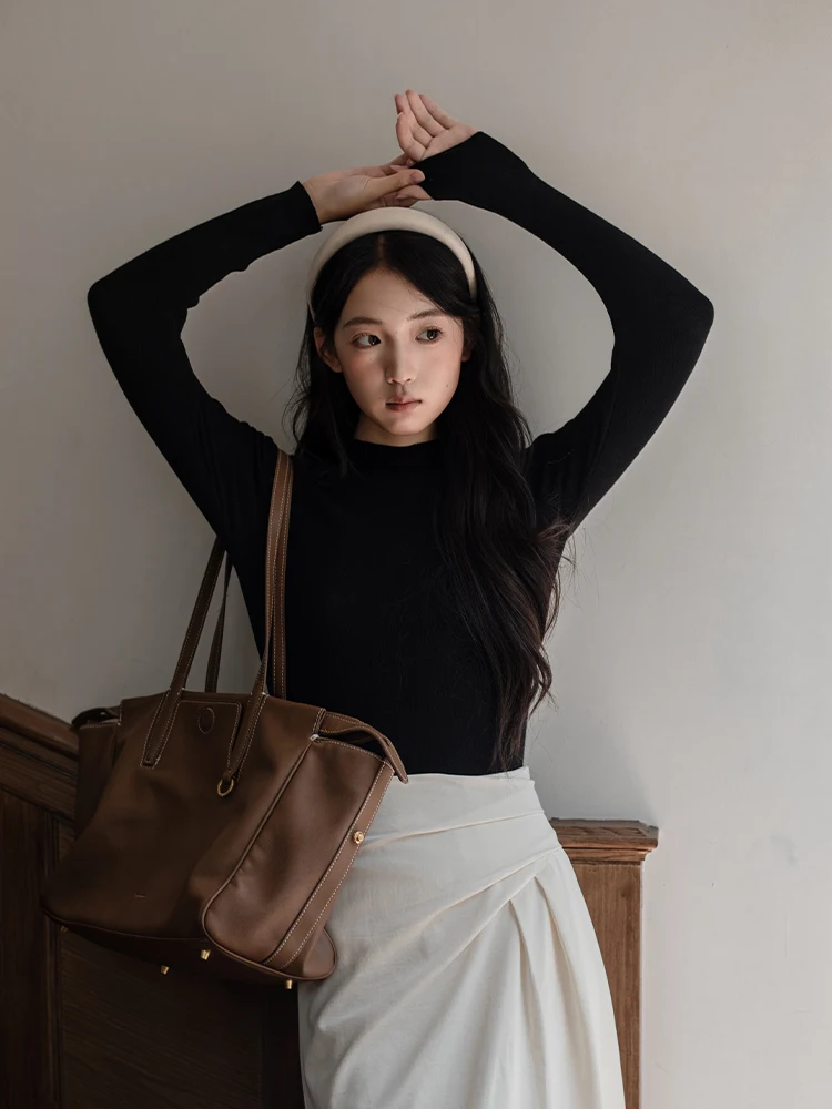 

Early Autumn Versatile High Waist A-Line Skirt Set Ele Commute Ready Two-Piece Ensemble with Matching Top for Women