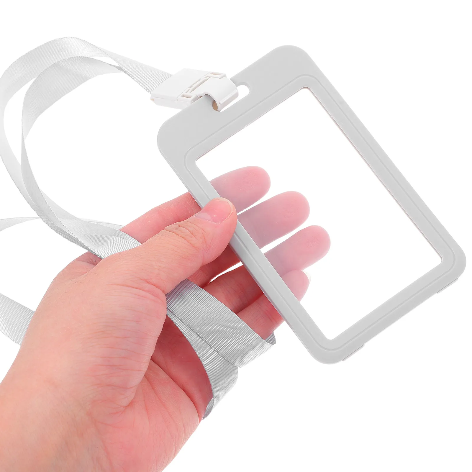 5Pcs Dual-Sided Clear Vertical Id Card Holder Integrated Lanyard Badge Sleeve for Work School Event Badge Holder for Lanyard