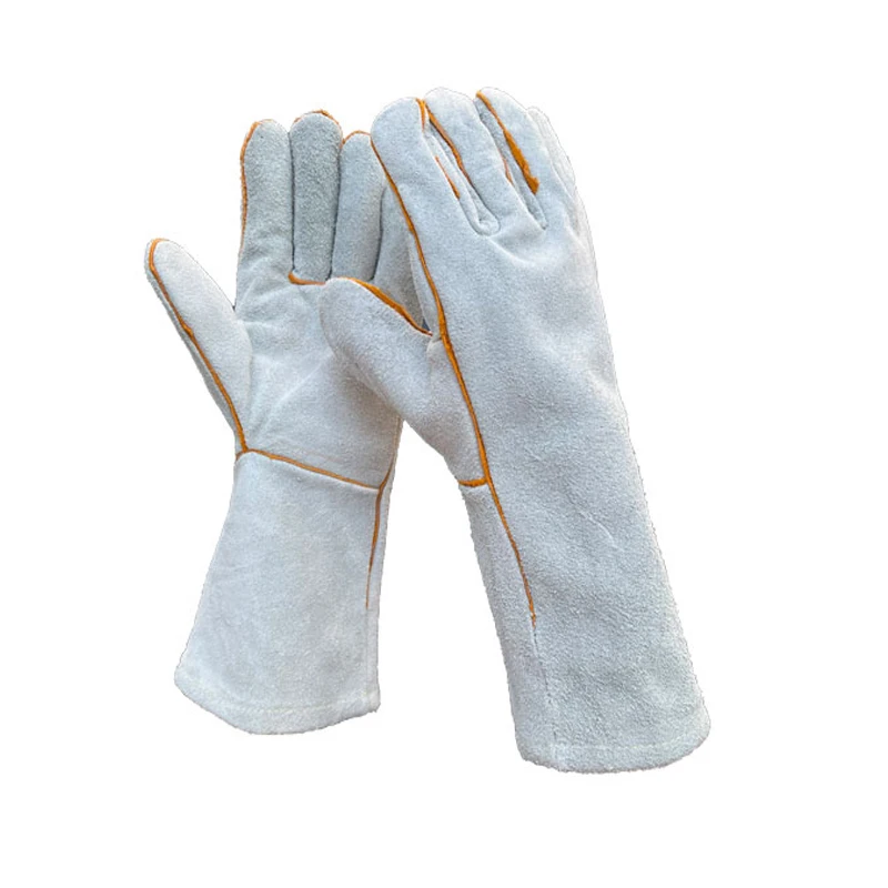 Fire Resistant Gloves Durable,Cowhide Leather Gloves,Long Welding Gloves,Non-Slip,Men's Cowhide Work Gloves