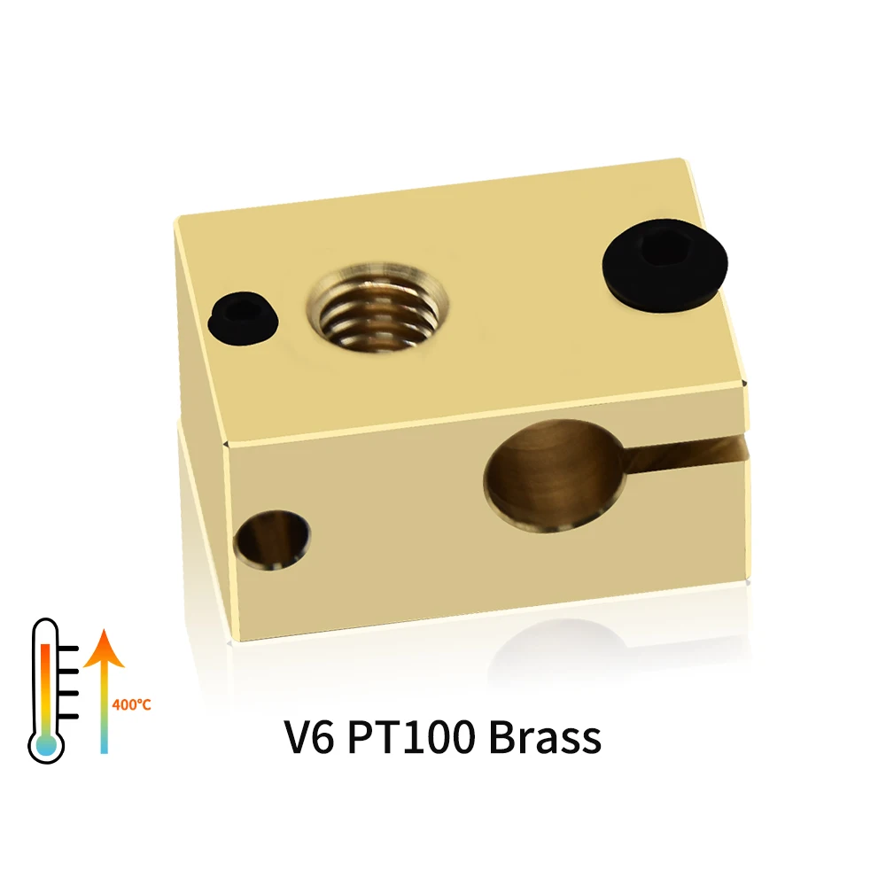 1PC V6 PT100 Heated Block Copper Plated Brass Aluminium Heating Blocks For V6 PT100 J-head Hotend Heaterblock 3D Printer Parts