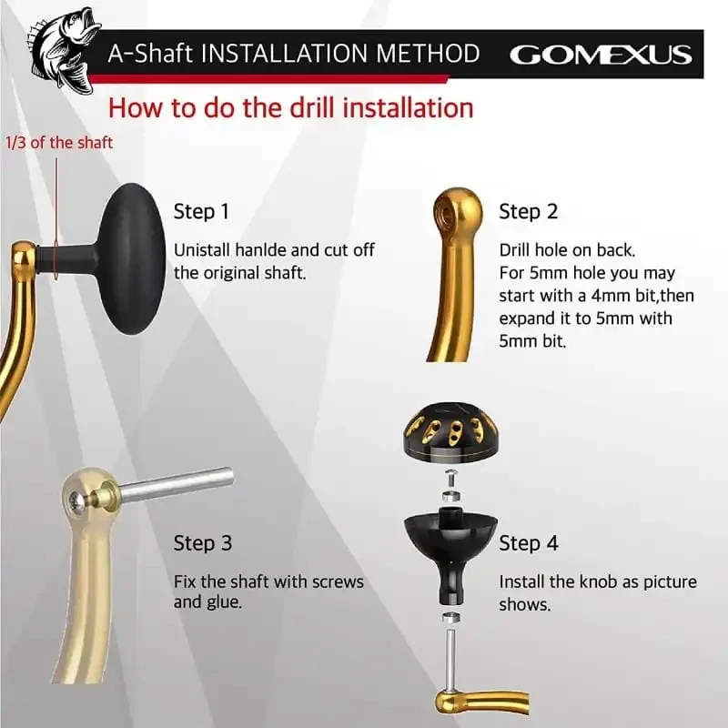 Gomexus Legierungs-Rollenwelle und -Lager für Shimano Daiwa Ryobi Peen Baitcasting- und Spinnrollen-Griffteile – Detail 2