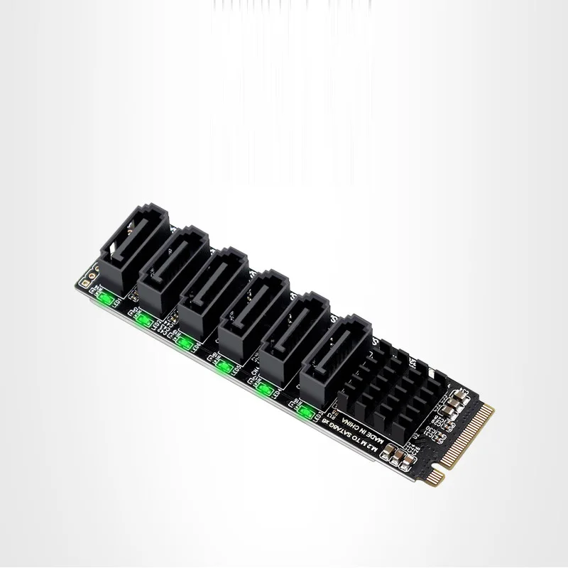 M.2 NVME PCI-E PCIE X4 X8 X16 to 6 Port 3.0 SATA Adapter Card Riser III ASM1166 6GB/S Chassis server PC Computer Expansion